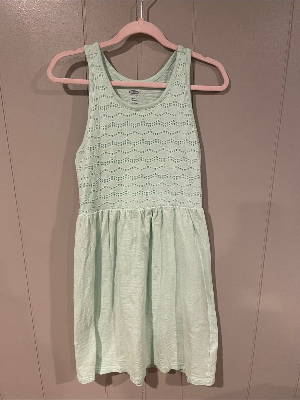 Old Navy Mint Green Sleeveless Eyelet Dress Girls Large (10/12)